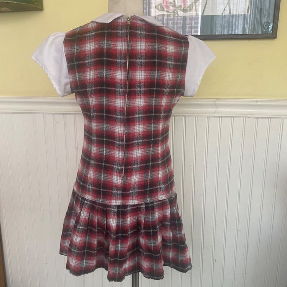 Unif Medium Plaid red dress with pointed white collar - Picture 8 of 8